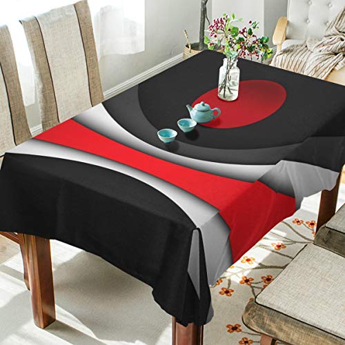 Granbey Christmas Modern Abstract Red Stripes Gray Black White Bold Grey Tablecloth Fashion Anti-Wrinkle Heat Resistant And Wear-Resistant Polyester Table Cloth Colored Oil-Proof Table Cover #TOP3