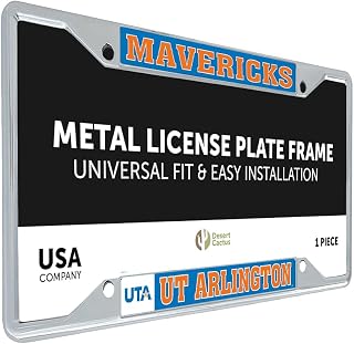 Desert Cactus The University of Texas at Arlington UTA Mavericks Metal License Plate Frame for Front or Back of Car Officially Licensed (Mascot)