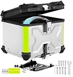 Bau moto de Alumínio de Alta Resistência - Baú Traseiro Universal 45 Litros com Alta Dureza, Impermeável e Antifurto, Capacidade para 2 Capacetes