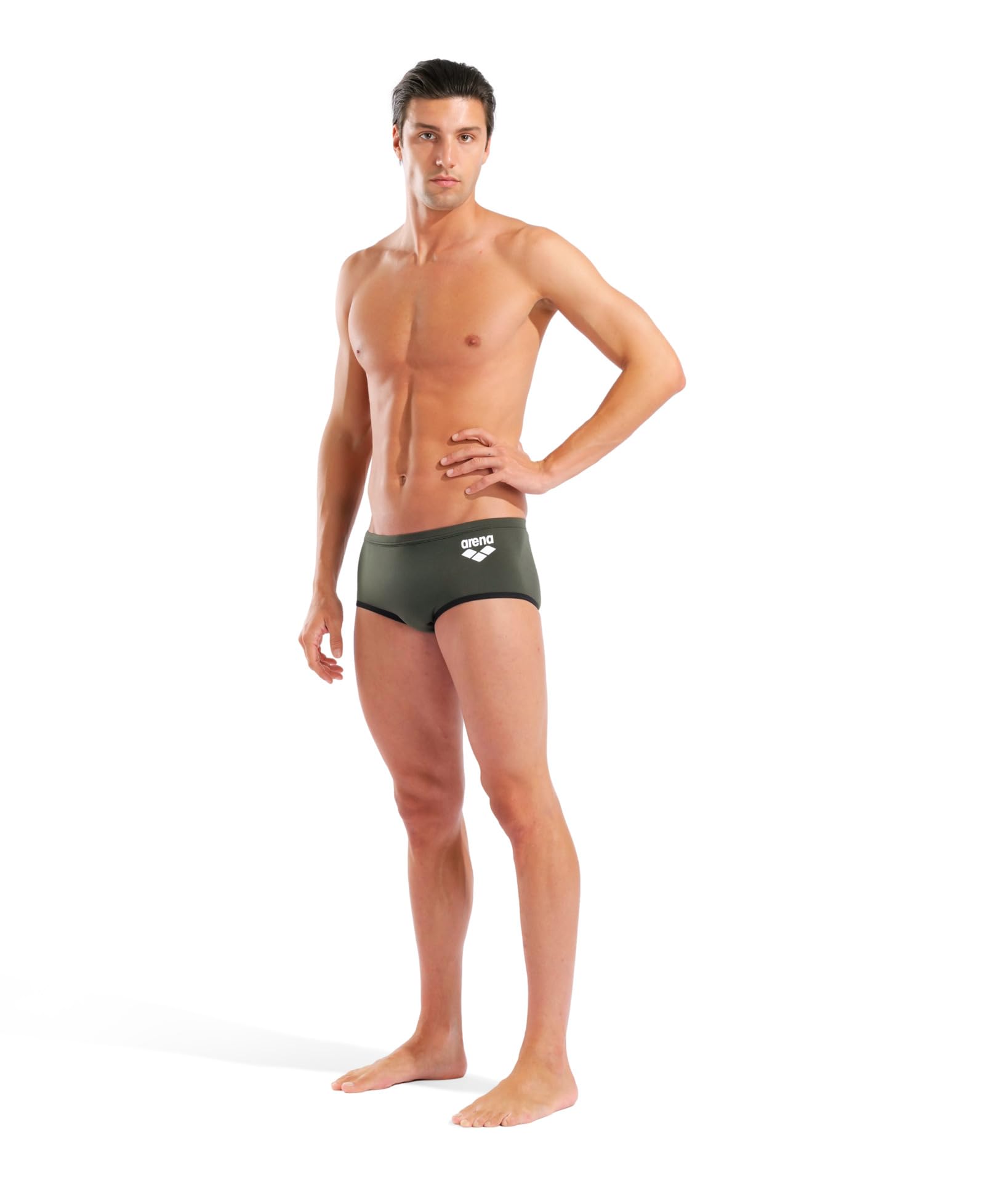ARENA Costume Uomo Alto Trunk Nuoto Piscina Swim Big Logo Verde Nero Taglia 46 ITA