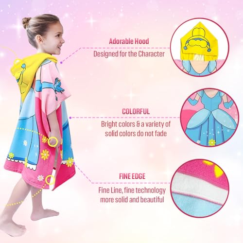 Image of TONY STARK Poncho Towel for Kids, Beach Towel with Hoodie, 60x60cm Travel Towel for 1-7 Years Girls and Boys, Soft Microfiber Sleeved Poncho (Dream Princes)