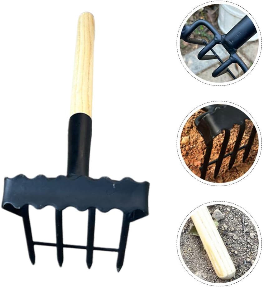 Yardwe Garden Hand Rake Portable Rake for Digging Weeding and Loosening Soil Compact Gardening Tool for Lawn Garden and Outdoor Use Design