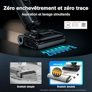 roborock F25 ACE Combo Aspirateur Laveur,Complete Nettoyeur de Sol 20 kPa,Aspirateur sans Fil 5-en-1 Autonettoyage à Haute température de 90 °C,Auto-Nettoyage Automatique
