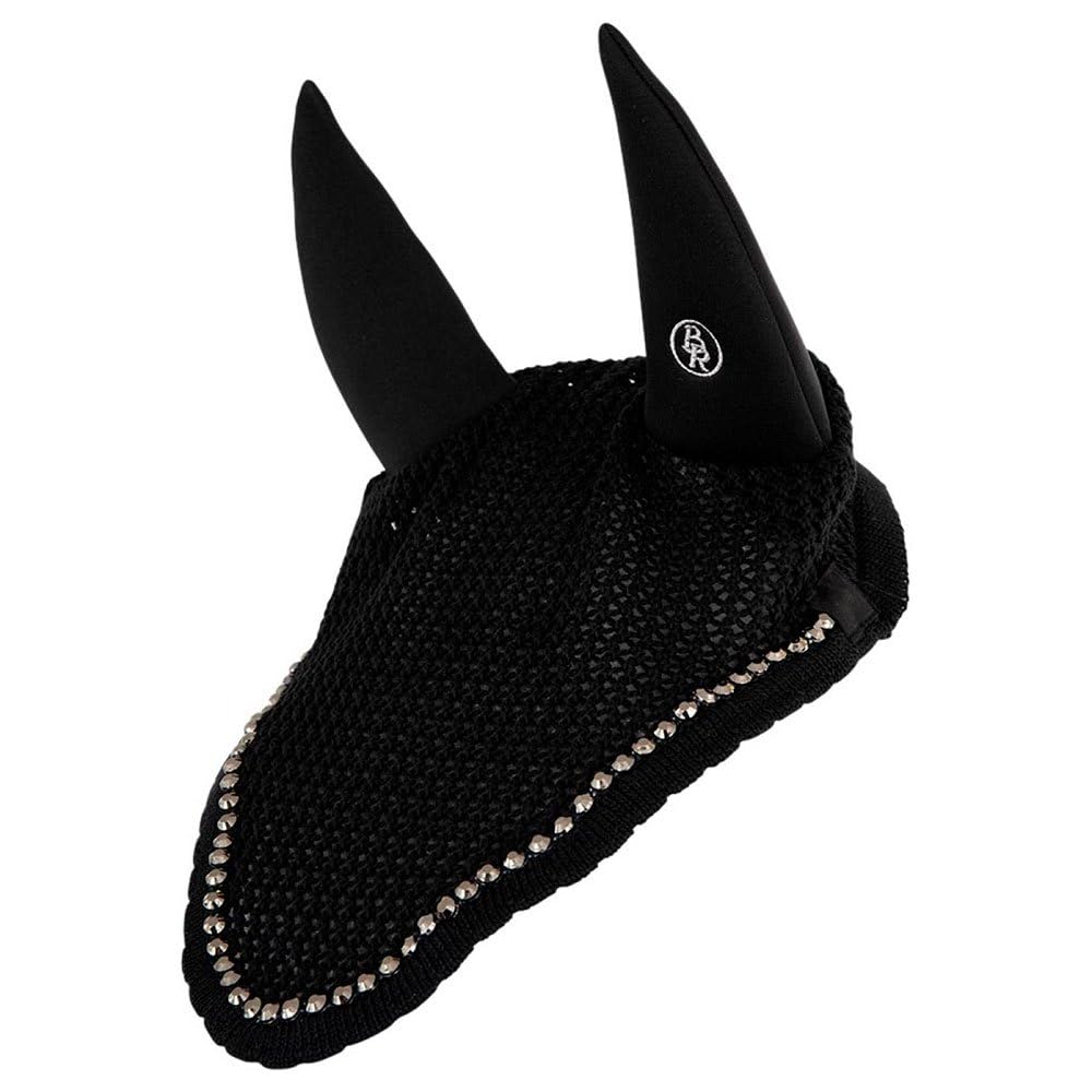 Filet d'oreille BR Ivory Coast poney noir protection anti-mouches