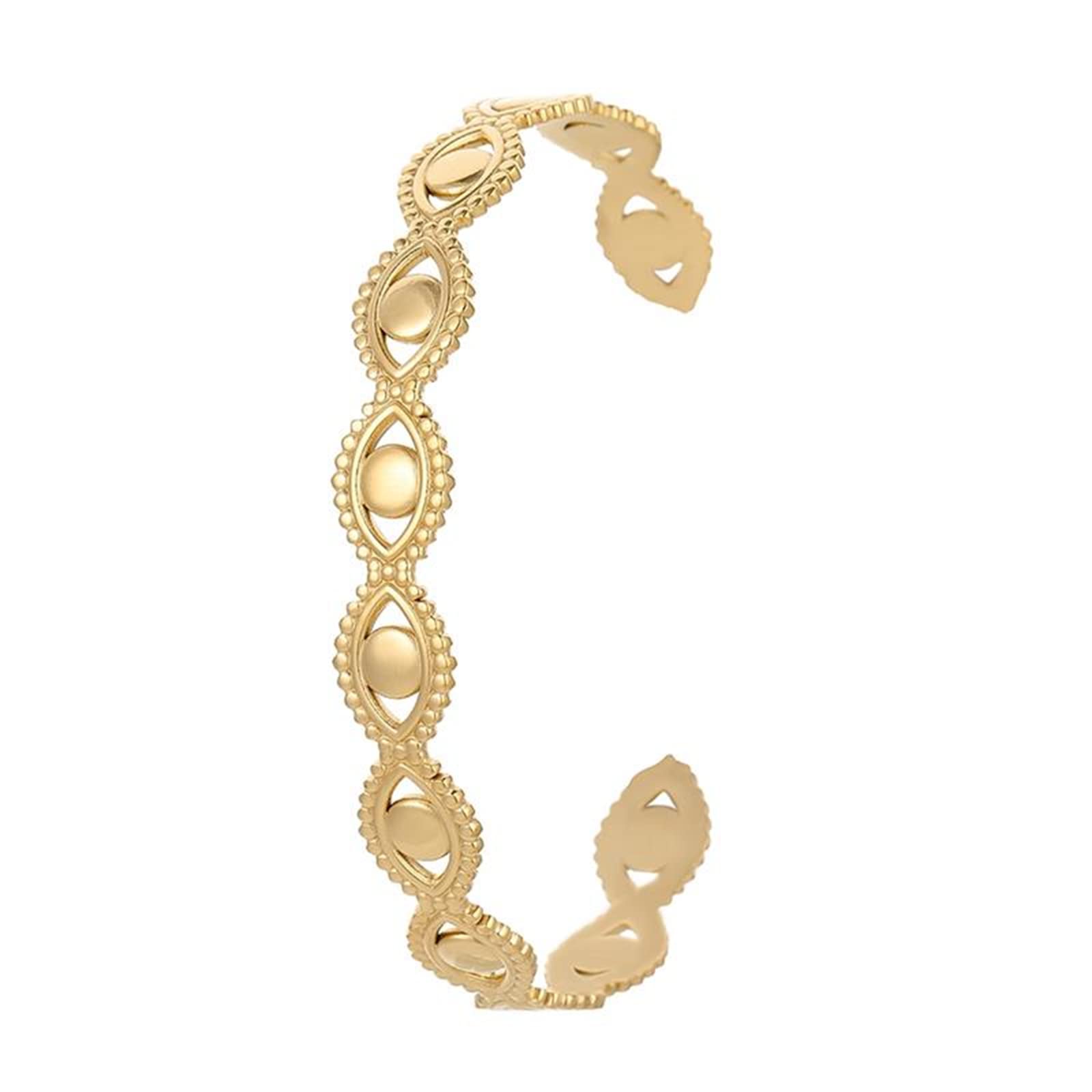 POSICHEBracelet Women Girls Charm Bracelet, Stainless Steel Geometric Mosaic Open Bracelet Simple Personality Exquisite C-Shaped Titanium Steel Bracelet Couple Gift Gold & Silver Tone