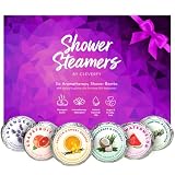 Cleverfy Aromatherapy Shower Steamers - Variety Pack of 6 Shower Bombs with Essential Oils. Self Care and Relaxation Shower Steamer for Women and Men. Purple Set