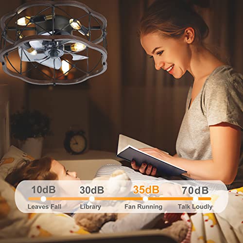 Ventilateur de plafond rétro DC avec lampe E14 encastré et télécommande
