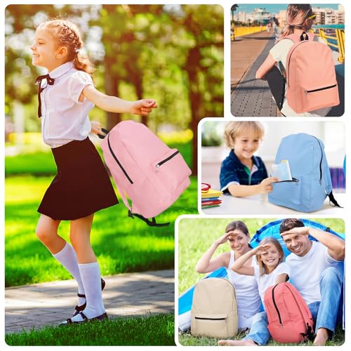 Image of Amylove 12 Pack Backpack in Bulk 17 inch Lightweight Outdoor Travel Bag Classic Bookbags Bulk for Elementary Middle High (Macarons,Pure)