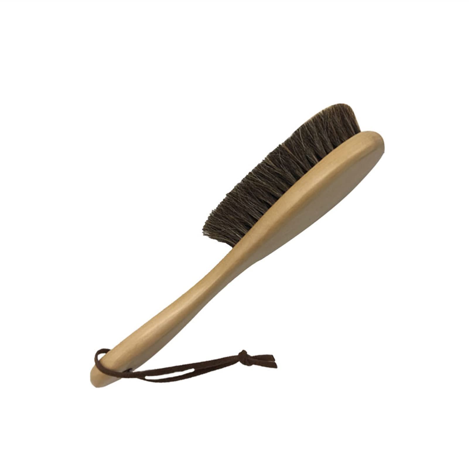 QUNINE Cepillo para Zapatos con Mango de Madera, Cepillo para Pelo de Caballo Colgante antiestático, Cepillo para Limpiar y pulir Zapatos