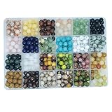504pcs 8mm Natural Round Stone Beads Gemstone Beading Hole Size 1mm Crystal Energy Stone Healing for Bracelet Necklace Earrings Jewelry Making(24 Colors-1,8mm)