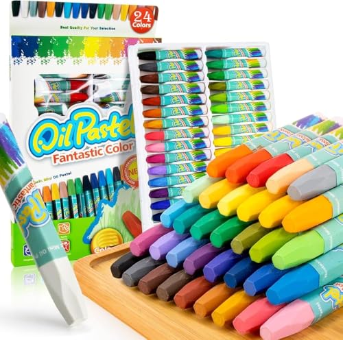 Image of Amitasha 24 Oil Pastels Color Set, Soft Oil Pastels Crayons for Art Painting, Drawing, Blending, Art Supplies for Artists, Beginners, Students