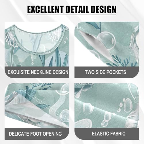 senya Short Sleeve Pajamas Sets Summer Cotton Sleepwear Seashells Algae and Bubbles4