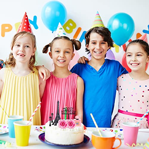 Memovan 8Pcs Paris Cake Topper Eiffel Tower Statue Cake Topper 7 Inch Pairs Eiffel Tower Perfume Bottle Birthday Topper Street Lamp Rose Cake Decoration For Girl Women Spa Paris French Theme Party #TOP2