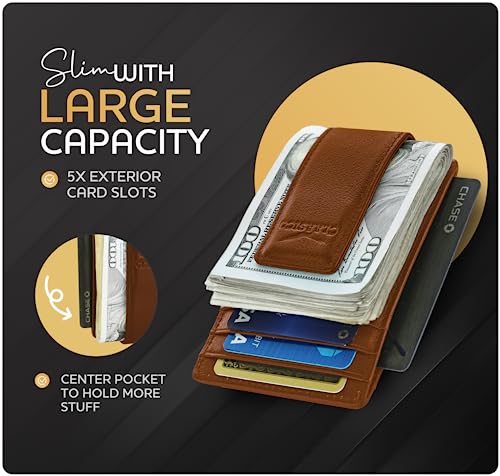 Money Clip - Men's Leather Wallet Slim Front Pocket RFID Blocking with Super Strong Magnetic2