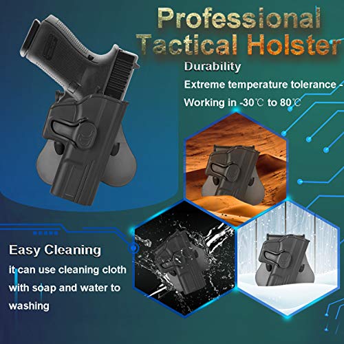 Owb Paddle Holster For Glock 17 19 19X 22 23 31 32(Gen 1 2 3 4 5),Airsoft Glock 17 19 - Index Finger Released,Adjustable Polymer Gun Holster,Open Carry Belt Holster,Fast Release - Right Handed #TOP6