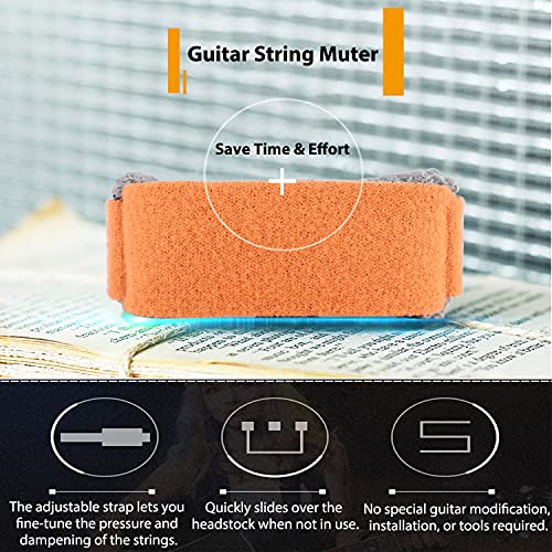 Facmogu 2Pcs Guitar String Mute Dampener, Guitar Wraps, Guitar String Cover Belt, Adjustable Bass Mute Silencer, Fretboard Muting Straps, Musical Instrument Accessories #TOP6