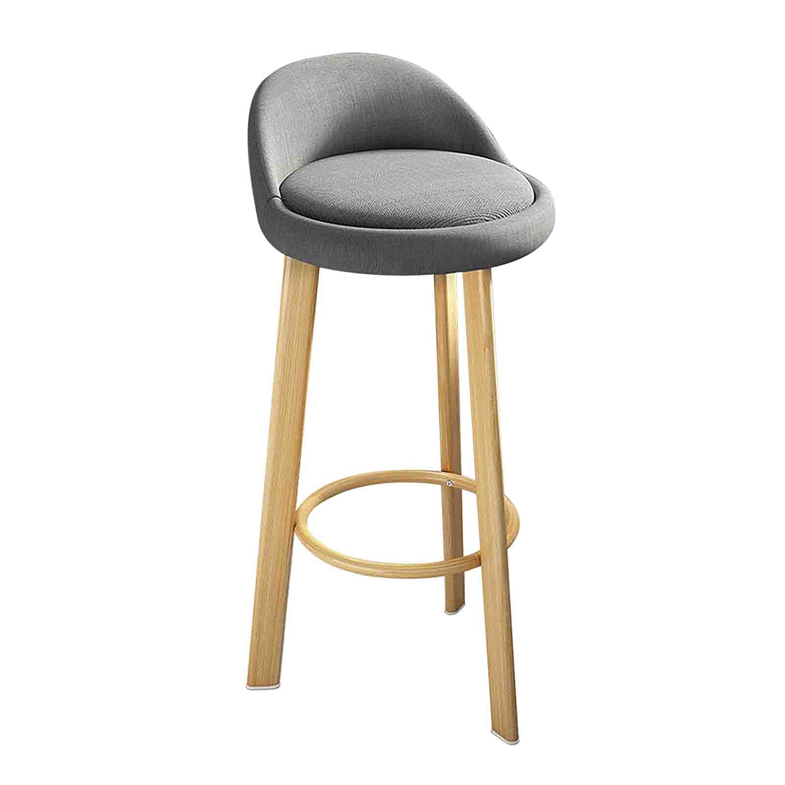 Tabouret de bar en bois et assise lin rond pour cuisine