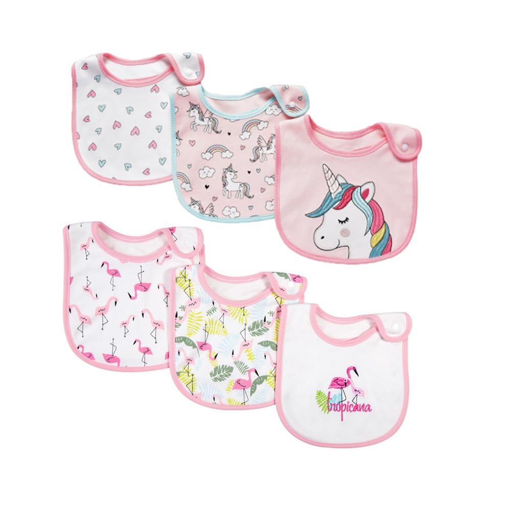 Oaygat 6-Piece Baby Bandana Bib Set Soft Cotton Newborn Drool Bibs Highly Absorbent & Breathable Feeding Teething Bibs with Adjustable Snaps Unisex Design for Baby Boys Girls Infants and Toddlers