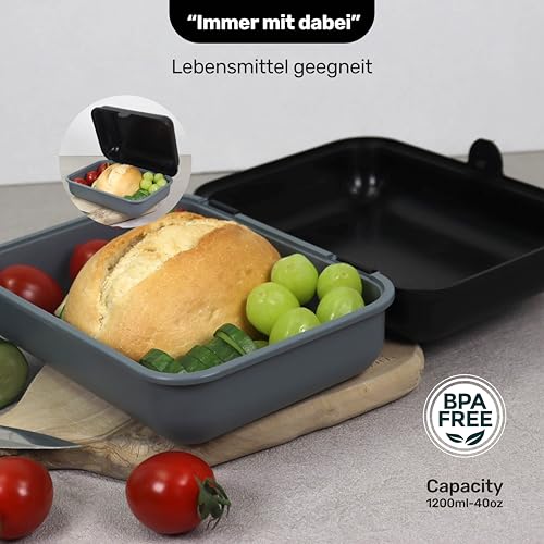 Blade Brotdose Kinder und Erwachsene Lunchbox Snackbox Meal Prep Box Frischhaltedose mit Deckel für Schule und Büro Vesperbox Brotbox 3er-Set mit je ca. 1200 ml Volumen – gesamt 3600 ml. (Schwarz)