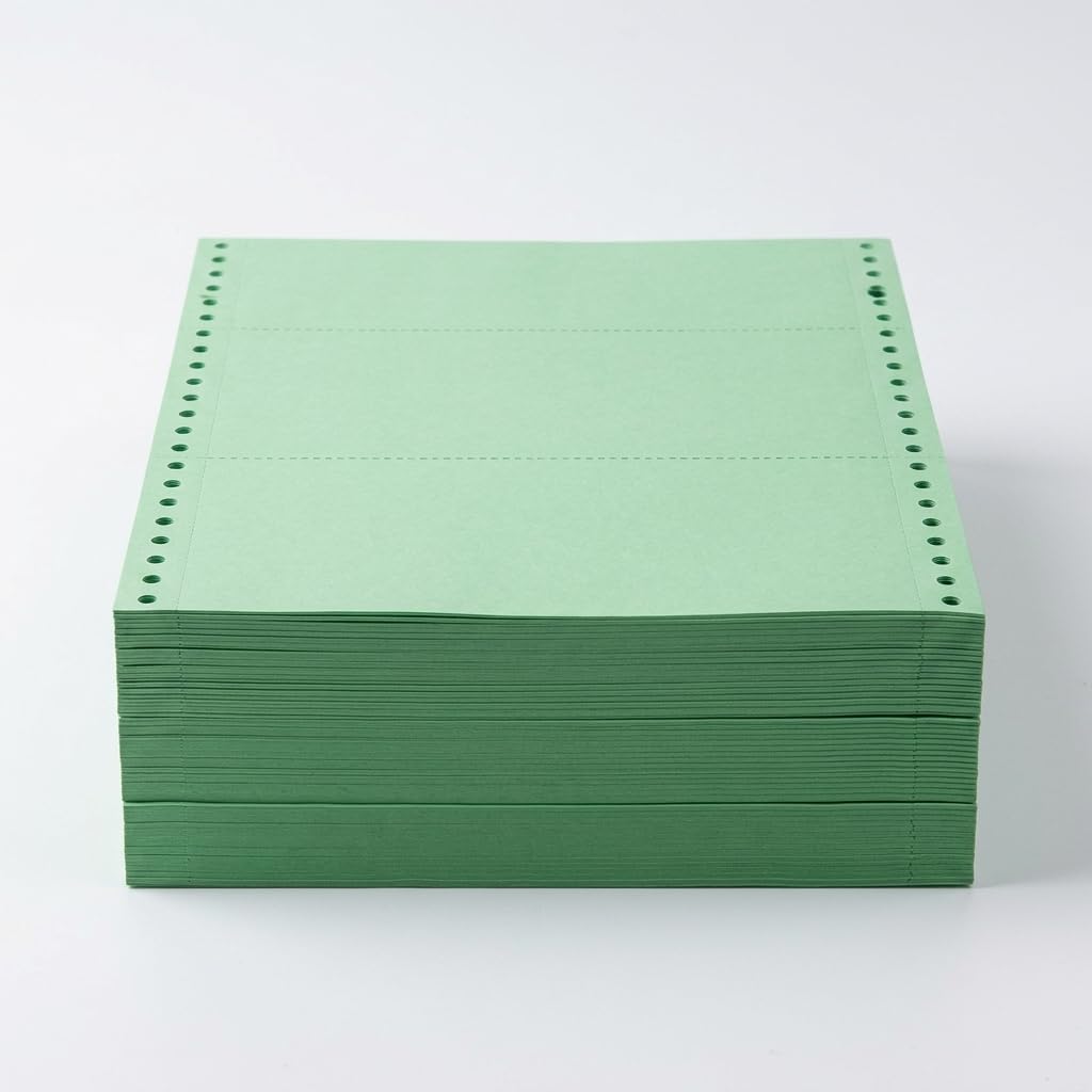 Durchschreibepapier Endlos für Nadeldrucker, Mehrlagiges Computerpapier, für Formulare, Grün, 2-fach, 3-geteilt