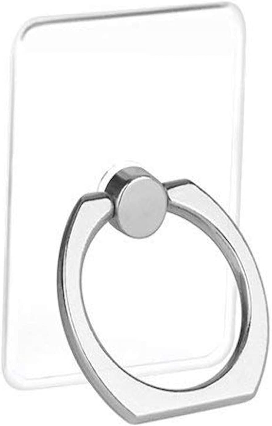 スマホリング バンカーリング クリア リングシルバー 銀 タブレットリング リング強度最強 粘着力最強 透明 薄型 ホールドリング 落下防止リング スタンド機能 バンカーリング 360回転 車 お風呂 のフックにも使用可能 使い方は無限大 強力粘着テープ付き シルバー