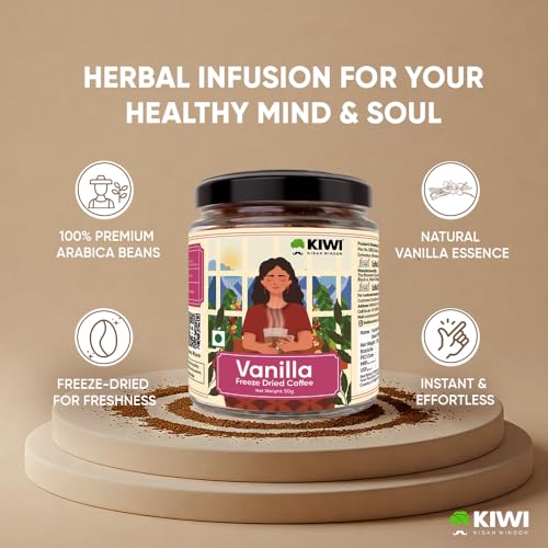 Image of KIWI Kisan Window Vanilla Freeze-Dried Instant Coffee, 50g | 100% Arabica | Sourced from Coorg, Karnataka | Rich Vanilla Flavour & Aroma | Easy Brewing | Premium Instant Coffee