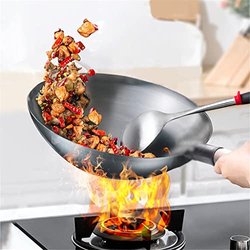 Wok con mango de madera para cocina tradicional 30 cm miniatura 2