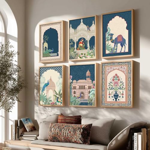 Image of kotart Traditional Indian Pichwai Wall Art Paintings with Frame for Home Decor - Framed Wall Painting for Living Room Bedroom Office Room Decor - Painting for Wall Decoration - (19X25 INCH, A)