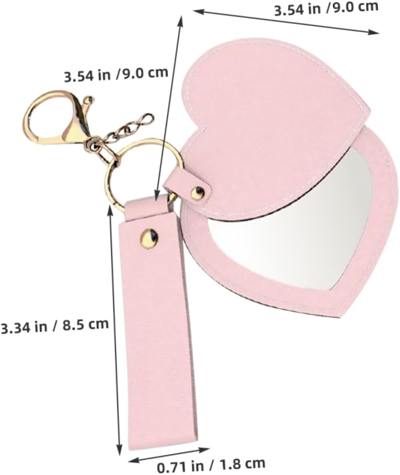 GALPADA Heart Shaped Folding Makeup Mirror Keychain with 360° Rotation image 2