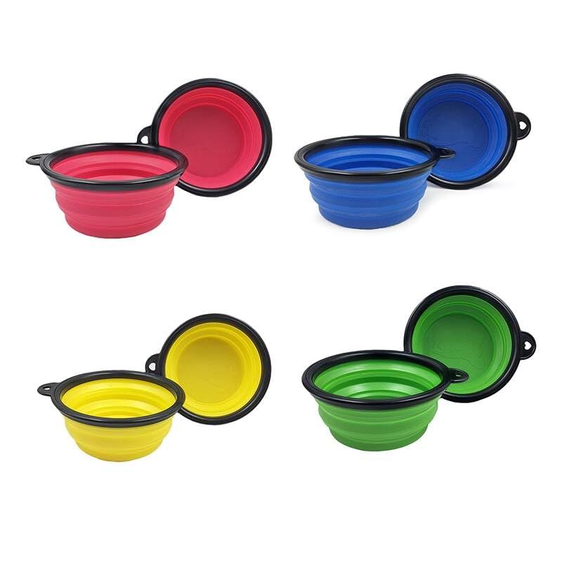 eVendis Set of 4 Foldable Portable Retractable Collapsible Water Bowl Transport Accessories Toiletry Camping Basin Bowl Fruit Bowl Dish Dog Cat Water Bottle