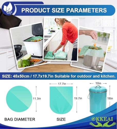 Image of OKKEAI Small Trash Bags 3 Gallon, Light Green Wastebasket Liners, 120 Count