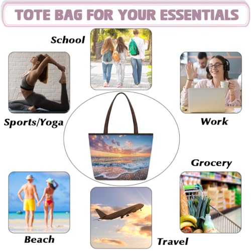 Sac fourre-tout plage zippé et grand sac à main décontracté en polyester pour le travail 978