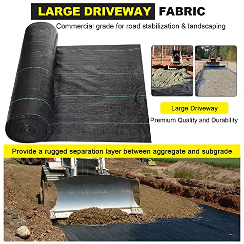DWALE Driveway Fabric,13x115 ft Road Fabric Commercial Weed Barrier Fabric, Landscape Fabric Heavy Duty 5OZ French Drain Fabric for Erosion Control,Landscape Fabric,Weed Barrier,Construction Projects