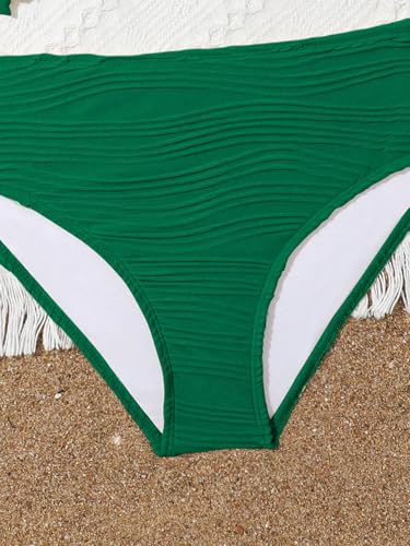 Image of OYOANGLE Girl's 2 Piece Tankini Swimsuit Textured Twist Front Ruched Ruffle Bikini Set Bathing Suits