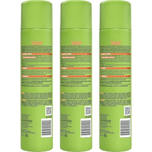 Garnier Fructis Sleek & Shine Hairspray, Provides 24-Hour Anti-Humidity and Frizz Control, Extra Strong Hold, Infused with Bamboo Extract for Ultra-Smooth Hair, 8.25 oz, 3 Count (Packaging May Vary) - image 9