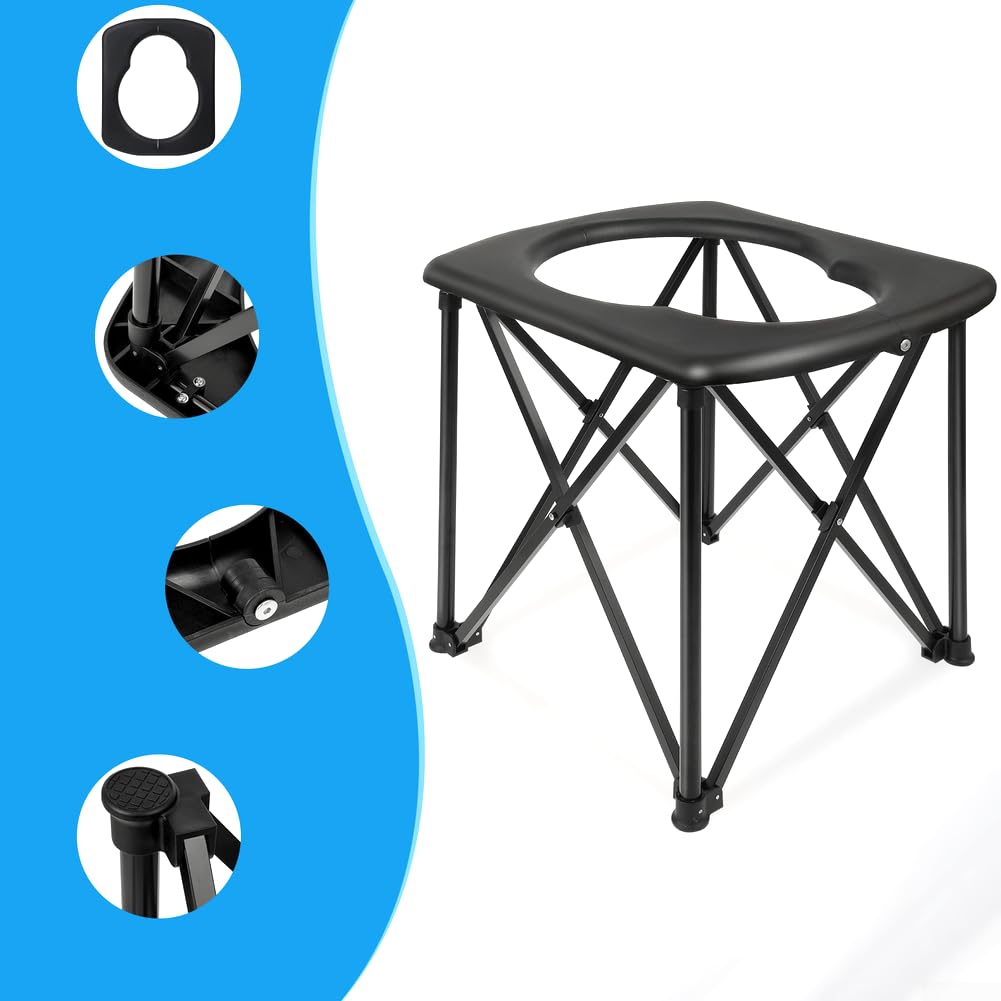 Inodoro plegable portátil para camping, orinal de viaje de aleación de aluminio ultraligero para senderismo, pesca, RV, resistente carga de 350 libras, olla de configuración rápida con