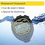 FCXJTU Digital Waterproof Stopwatch, 60Laps Split Memory Stopwatch, No Clock, No Calendar, No Alarm, Simple Silent Large Display Stop Watch for Sports Swimming Training Coaches (Black) - Image 3