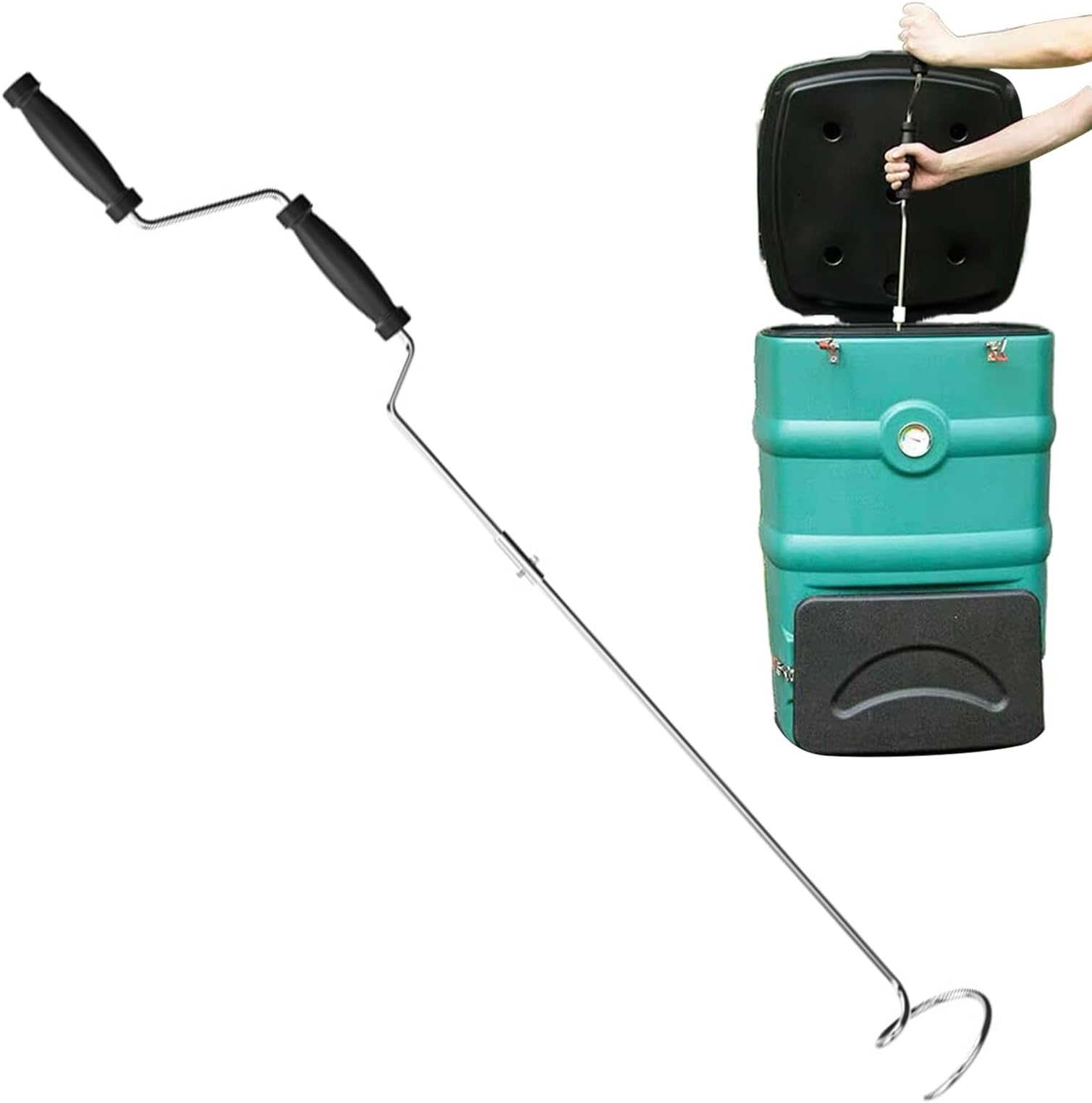 Compost Turner | Compost Aeration Mixing Tool Manual Stainless Steel - Rustproof Sturdy Crank Twist for Efficient Outdoor Garden Waste Management