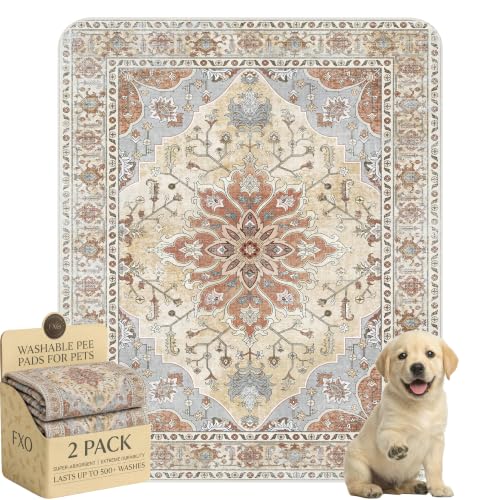 Image of Washable Pee Pads for Dogs,Great Urine Absorbent Reusable Puppy Training Pads,Waterproof,Leak-Proof & Non-Slip Potty Pads for Whelping,Crate,Playpen,Bed.(Orange Amber Floral,31 inchx36 inch)
