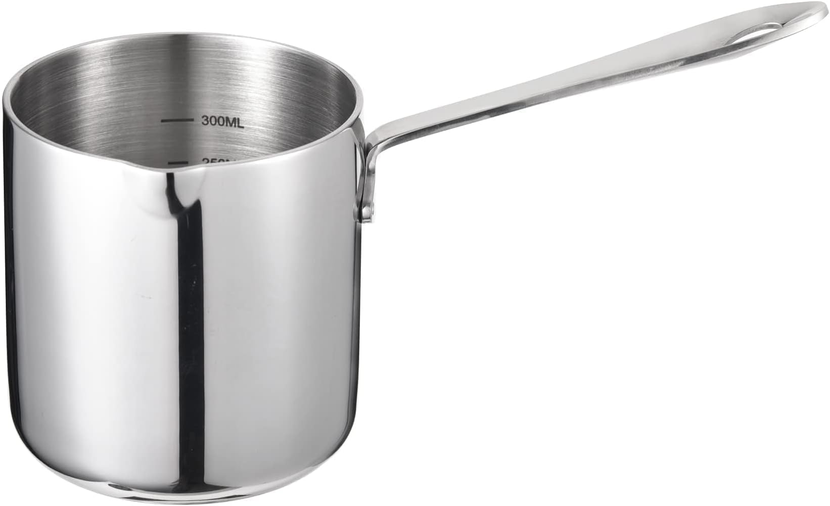 IMEEA 10oz / 300ml Butter Warmer Single-Serve Milk & Sauce Heating Pan 18/10 Tri-Ply Stainless Steel Mini Pot