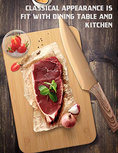 EUNA 8 Inch Chefs Knife UltraSharp, Kitchen knife for Culinary, Cooking Knife with Sheath and Gift Box, Wooden Texture Ergonomic Handle, Rose Red