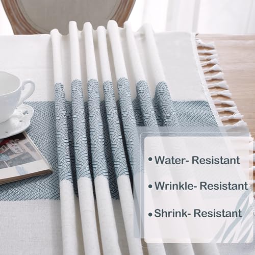 Image of Laolitou Rustic Tablecloth Cotton Linen Waterproof Tablecloths Burlap Table Cloths for Kitchen Dining Cloth Table Cloth for Rectangle Tables Coffee Lines Rectangle,55''x70'',4-6 Seats