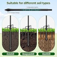 Schäferhaken Garten höhenverstellbar Hirtenhaken 5 Zinken Schwarz 195 cm – Ansicht 3