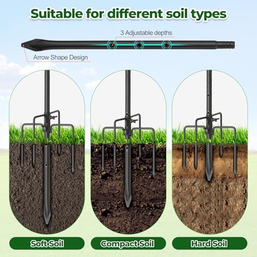 Harrms Schäferhaken Garten, Hirtenhaken Schwarz 234cm Einstellbar, Vogelfutterspender Stange Laternenhalter mit 5 Zinken, Hängende Station Metall für Hochzeitsdeko, Lichterketten & Vogelhaus