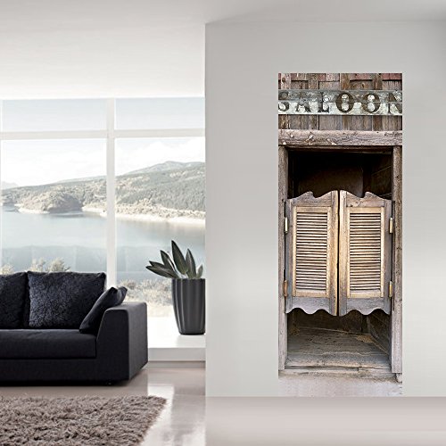 Alwayspon Moderne Kunst, 3D-Türaufkleber, abziehen und aufkleben, abnehmbare Vinyl-Türaufkleber für Heimdekoration, 77 x 200 cm, 2-teiliges Set (Limousine)