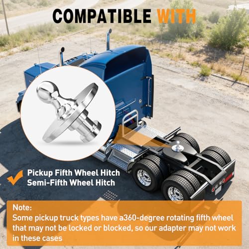 Nilight Fifth Wheel to Gooseneck Ball Adapter, Kingpin to 2-5/16 Inch Gooseneck Ball Towing Receiver Adapter for Trailer Tractor w/ 30,000lbs Max Load, Silver by Nilight - Image 6