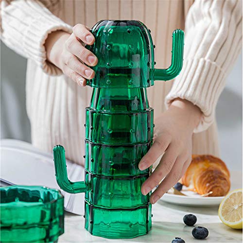 Tasses de cactus vert verre réutilisable anti-table monotone