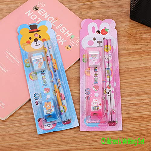 Bluey Set di cancelleria per ragazzi, 5 pezzi, set di cancelleria per la scuola per bambini, formato A5, quaderno, gomma, matita, righello, temperamatite, regali di Natale per ragazzi
