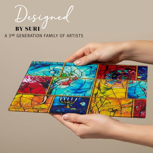 SURI Glass Challah Board – Tempered Glass Challah Cutting Board for Shabbat Table, Jewish Home Decor Judaica Gift by SURI - Image 2