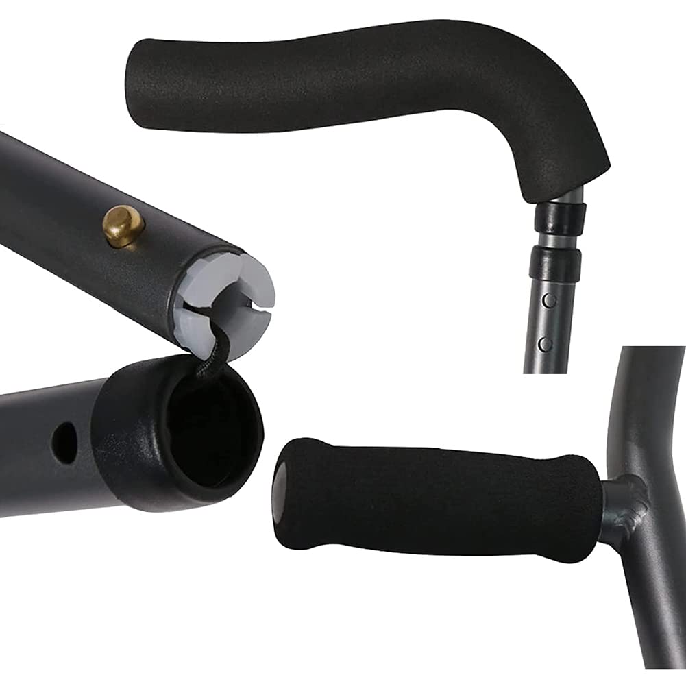 NGD Stampelle Ascellari Telescopiche Pieghevole(2 unità),Stampella Ortopedica Regolabile in Alluminio a Forma di F con Puntale Antiscivolo,Impugnatura Ergonomica,Carico 130 kg(Nero)